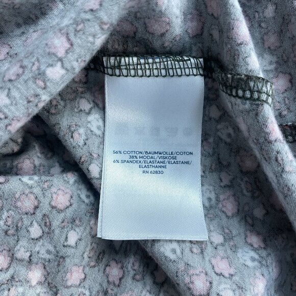 Lands End Floral Print Long Sleeve Polo Shirt Women S Brown Classic Preppy - Picture 7 of 8